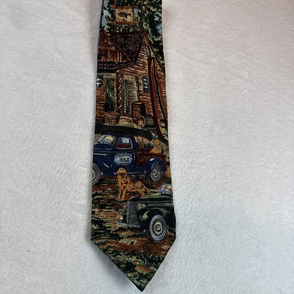 Silk Tie Tango By Max Raab Americana Series Back Country circa 1936 trucks dogs